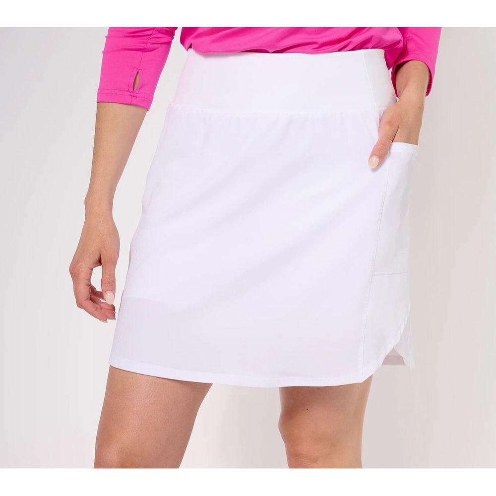 ZUDA QVC White SPORTS TENNIS GOLF Pullon POCKETS Z-Eco Cityscape Skort Skirt XL